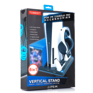 iPega 6-in-1 Vertical Stand with Cooling Fan & Charging Dock for PS5
